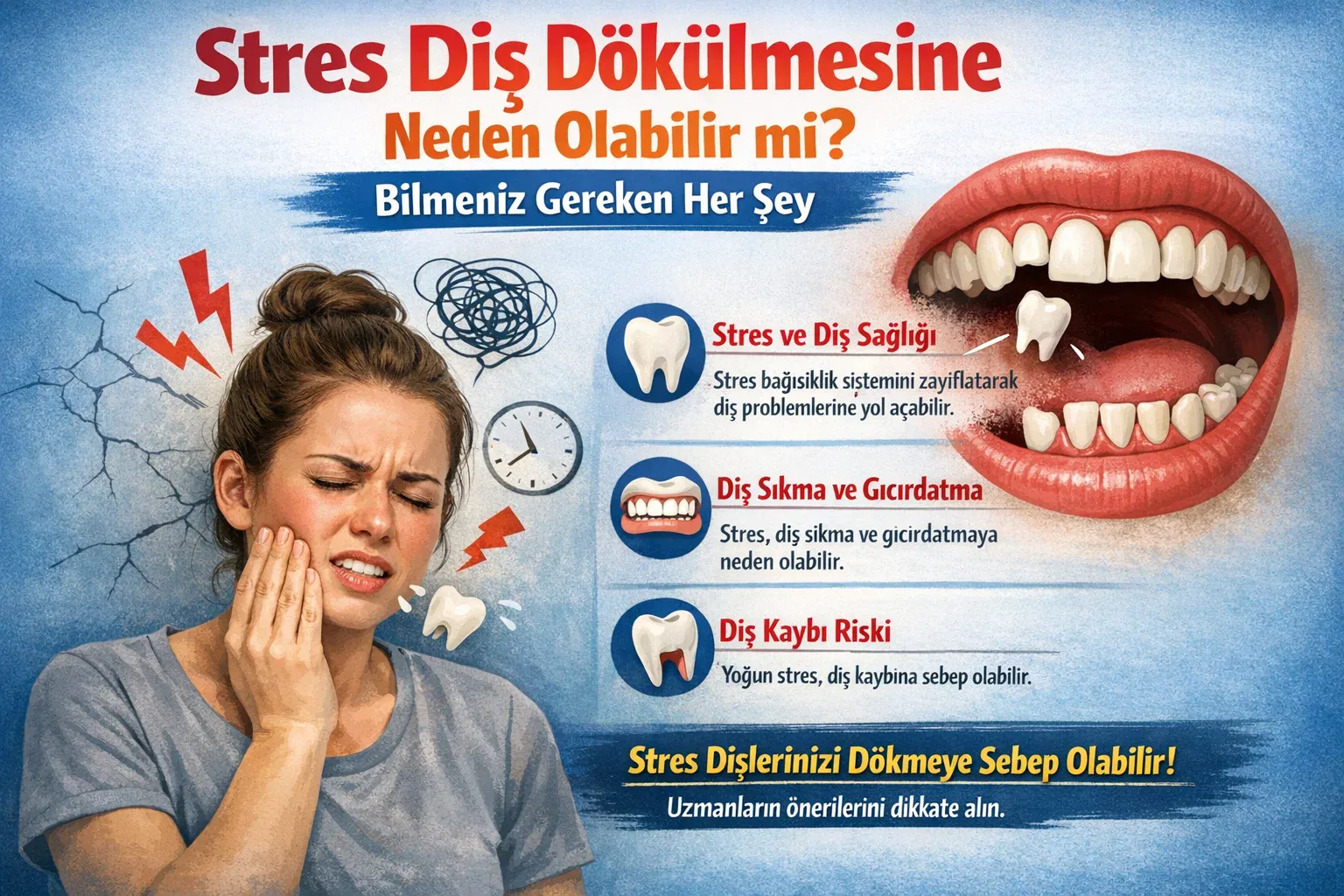 Stres Diş Ağrısı Yapar mı? Sızlama, Diş Sıkma ve Diş Kaybı